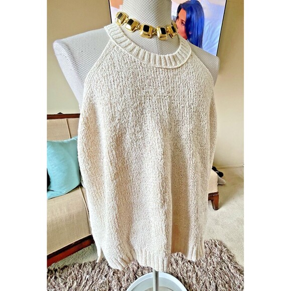 J. Crew Women's Size 3X Cream Sweater Vest Pullover Knit Sleeveless Top Preppy - Picture 5 of 12
